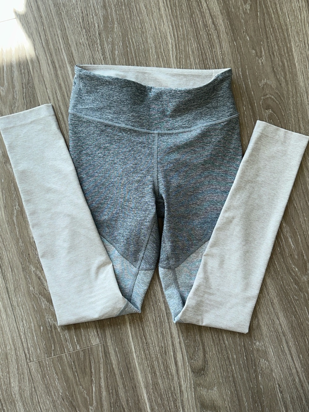Outdoor Voices Kids Heather Gray and Cream Colorblock Leggings